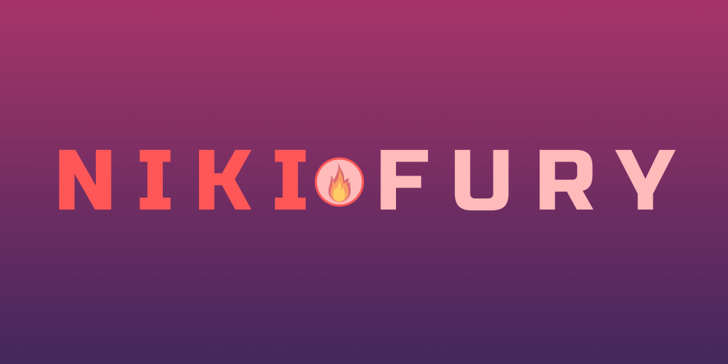 Horizontal banner with Niki Fury featuring flame in center